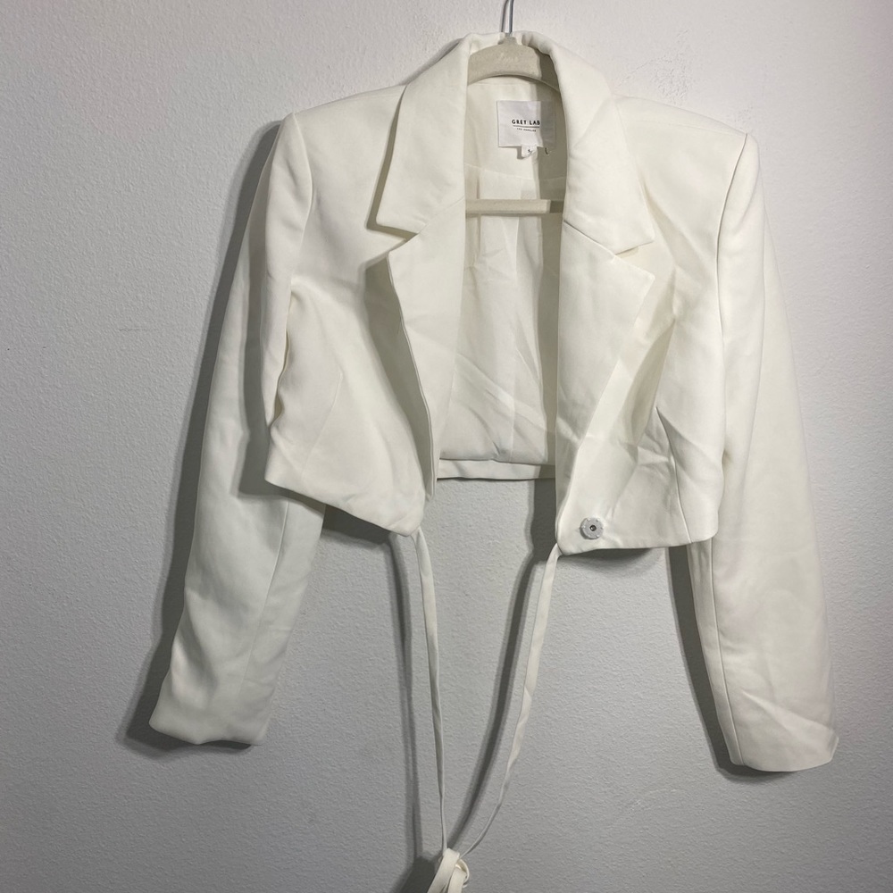 GREY LAB CROPPED BLAZER WITH TIE DETAIL white - Picture 7 of 11